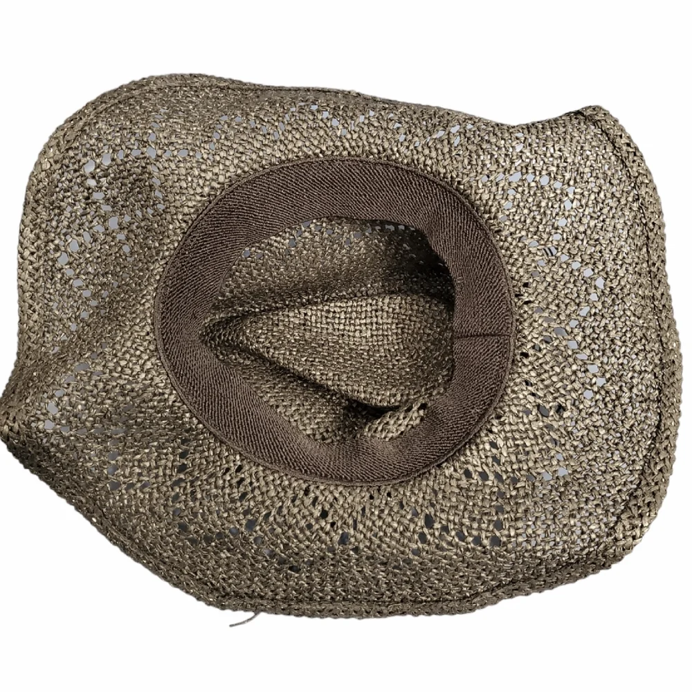 NWOT Black w/White Stones Straw Cowgirl/Cowboy Hat - Picture 3 of 3